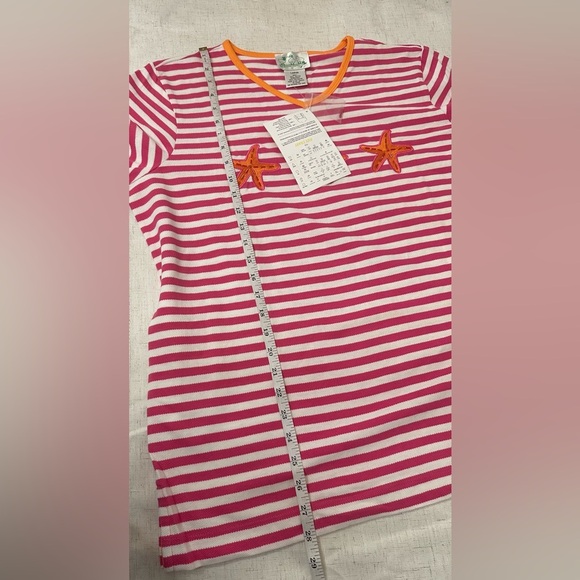 Quacker Factory Pink and White Striped Top with Orange Accents 🍓🌴☀️ - Picture 3 of 9